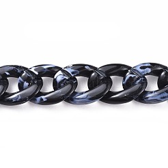アクリルカーブチェーン  溶接されていない  ブラック  39.37インチ（100cm）  リンク：29x21x6mm  1m /連&nbsp;X-AJEW-JB00505-07