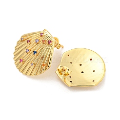 Серьга-гвоздик из латуни с микропаве из кубического циркония X-EJEW-C102-35G-02