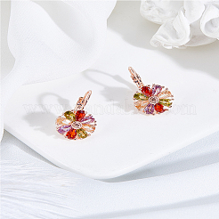 1 пара серег-колец из латуни с цветком&nbsp;EJEW-LP0007-101