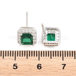 Aretes cuadrados de latón con micropavé de circonitas cúbicas&nbsp;EJEW-Z164-22P-02