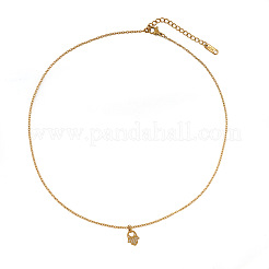 Collane con catena a cavo con ciondolo a forma di mano di Hamsa a forma di cuore cavo in acciaio inossidabile 304 per donna&nbsp;LS-VC2540