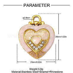 Anhänger aus Edelstahl 304 mit perlmuttrosa Emaille&nbsp;SA-OY001-40G
