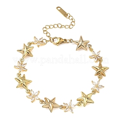 Bracelets à maillons en acier inoxydable 304 sertis de zirconiums cubiques transparents pour femmes&nbsp;BJEW-A169-11G