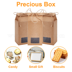 Складная коробка из крафт-бумаги с видимым окном CON-WH0087-98