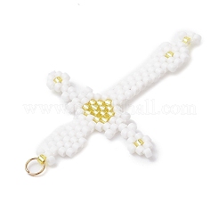 Подвески-кресты из стеклянного бисера&nbsp;PALLOY-MZ00947-04