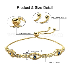 Schieberarmband aus Zirkonia mit Pferdeauge&nbsp;BJEW-SZ0002-08A