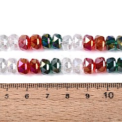 電気メッキ透明ガラスビーズ連売り  ロンデル  多面カット  ミックスカラー  7.5~8.5x5~5.5mm  穴：1~1.4mm  約48~50個/連  10.24~10.63インチ（26~27cm）&nbsp;EGLA-N022-15A-B03