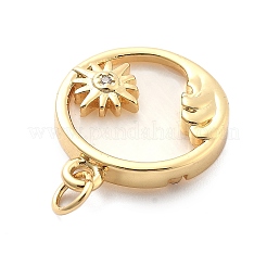 Стойка из латуни с подвесками из кубического циркония и ракушкой&nbsp;KK-Q017-11G