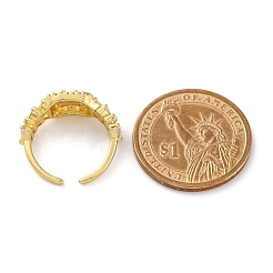 Кольца-манжеты для женщин с покрытием из латуни с микропаве из прозрачного кубического циркония&nbsp;RJEW-M028-94G