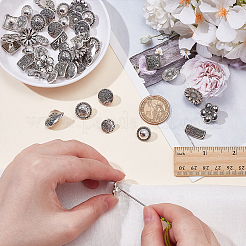 80 шт. 10 стиля пуговицы из сплава с тремя отверстиями на ножке BUTT-ME0001-05