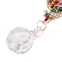 Atrapasueños de aleación con rhinestone y dijes de vidrio&nbsp;HJEW-E013-01G-F