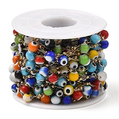 Цепочки с звеньями лэмпворк из бисера от сглаза CHS-G028-04G-08