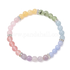 Pulseras elásticas de cuentas de piedras preciosas mixtas naturales de chakras para mujer&nbsp;BJEW-JB13200-02