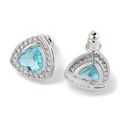 Треугольные серьги-гвоздики с паве из кубического циркония из латуни для женщин&nbsp;EJEW-I304-22P-02