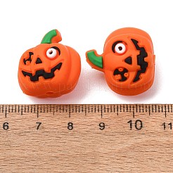 ハロウィンシリコンフォーカルビーズ  ジャック・ランタン  21x21x17mm  穴：3mm&nbsp;SL-CBADC51-19