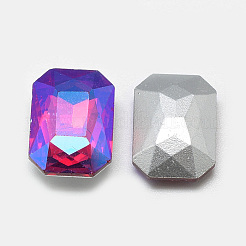 Cabochons en verre avec strass de dos avec point&nbsp;RGLA-T019-10x14mm-03