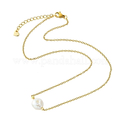 Anhänger aus natürlicher barocker Keshi-Perle an einer Kabelkette aus Edelstahl 304 für Damen&nbsp;NJEW-JN06225-02