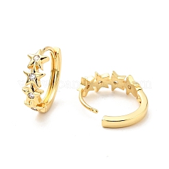 Серьги-кольца со звездами из прозрачного кубического циркония EJEW-G297-18G