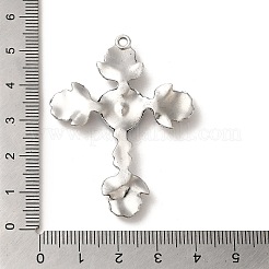 カプリブルーのラインストーン付き合金ビッグペンダント  クロスチャーム  アンティークシルバー  51x38x5.5mm  穴：2mm&nbsp;FIND-G067-15F-AS