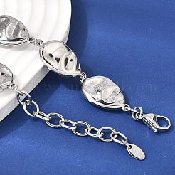 Colliers à maillons plats texturés en acier inoxydable chirurgical 316L en forme de larme&nbsp;NJEW-D297-03P