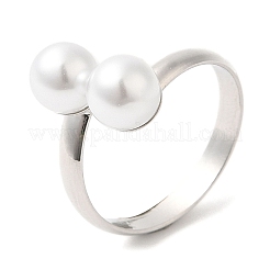 Anelli per polsini aperti in ottone placcato a cremagliera con perle rotonde di plastica da donna&nbsp;RJEW-Q770-26P
