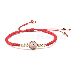 Braccialetto di perline intrecciate tonde con malocchio per ragazze donne&nbsp;BJEW-JB06974