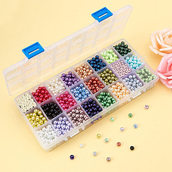 Круглые бусины из экологически чистого окрашенного стекла с жемчугом HY-PH0011-01-10mm