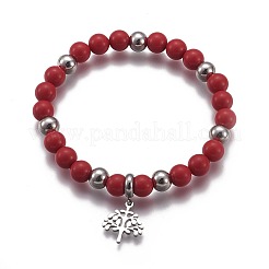 Круглые браслеты с подвесками из смешанных натуральных и синтетических камней&nbsp;BJEW-L648-08