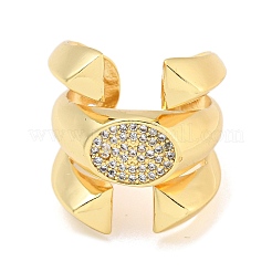 Овальное открытое кольцо-манжета с прозрачным фианитом X-RJEW-L121-039G