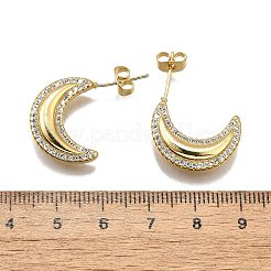 Женские серьги-гвоздики из латуни с микропаве и прозрачным кубическим цирконием&nbsp;EJEW-U056-03G