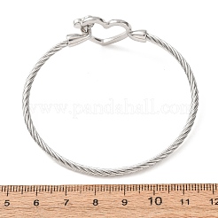 Bracelets manchettes en acier inoxydable 304 avec strass en forme de cœur pour femmes&nbsp;SA-CBA2192-06P