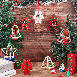 8 шт. 8 стиля рождественской тематики деревянная подвеска украшение&nbsp;HJEW-NB0002-12