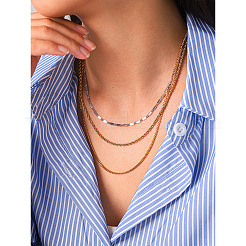 Colliers à une chaîne en acier inoxydable 304 bicolore pour femmes&nbsp;WG941EA-01