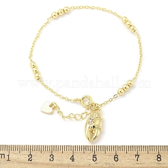 Браслеты с подвесками из латуни с микропаве из прозрачных кубических цирконий для женщин BJEW-C083-13G