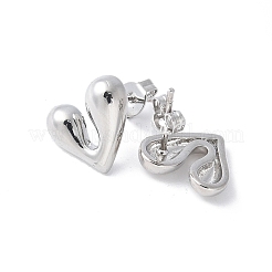 Серьги-гвоздики с латунным сердечком для женщин EJEW-Q780-11P