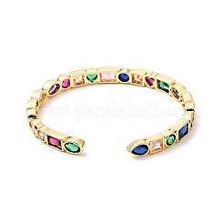 Кубический цирконий геометрическая открытая манжета браслет&nbsp;BJEW-J165-13B-G