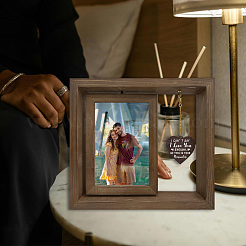 Двусторонние деревянные вращающиеся фоторамки с подвеской в форме сердца своими руками DJEW-WH0076-006