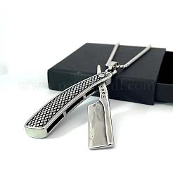 Мужские ожерелья из нержавеющей стали с подвеской в виде бритвы для парикмахерской PU3548