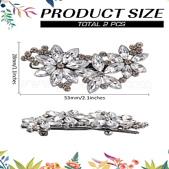2 шт. заколки для волос из цветочного сплава со стразами для женщин и девочек&nbsp;MRMJ-LP0001-02