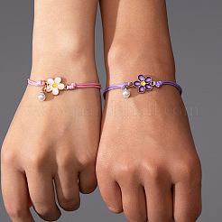 2 шт. браслет из сплава с эмалированными цветочными звеньями&nbsp;FS-WGF7730-02
