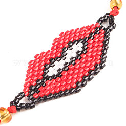 Braccialetto a maglie con labbra di semi miyuki&nbsp;BJEW-A23-01-28