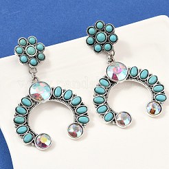 Серьги-гвоздики из сплава синтетической бирюзы&nbsp;EJEW-U053-09A-AS