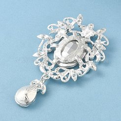 亜鉛合金ガラス大きなペンダント  ラインストーン付き  花のチャーム  ホワイト  86~86.5x50x10mm  穴：8x6mm&nbsp;PALLOY-Z017-02B-S