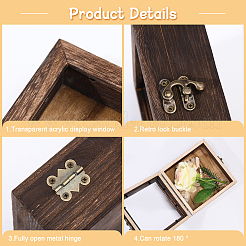 Vetrina per insetti quadrata in legno con tappetino in schiuma EVA bianca all'interno&nbsp;CON-WH0086-103B