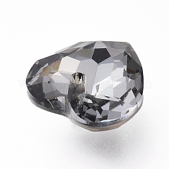 ガラスラインストーンチャーム  バックメッキ  多面カット  ハート  シルバーナイトシェード  10.5x10.5x4.5mm  穴：1.5mm&nbsp;RGLA-A024-A03-001SN