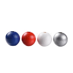 160 pièce 4 couleurs 4 juillet jour de l'indépendance américaine perles rondes en bois naturel peintes&nbsp;WOOD-LS0001-01B