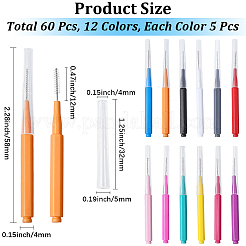 60 шт. 12-х цветные пластиковые щетки для чистки AJEW-CN0004-01