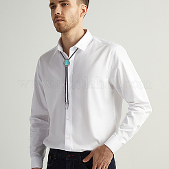 Натуральная бирюза с лариатом из искусственной кожи ожерелье&nbsp;NJEW-WH20010-02A