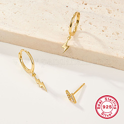 3 шт. 3 стиля 925 серьги-кольца с подсветкой из стерлингового серебра и серьги-гвоздики с кубическим цирконием EJEW-F317-36G