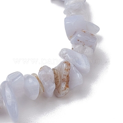 Эластичные браслеты из натурального синего кружева с агатом и бисером&nbsp;BJEW-JB10868-03